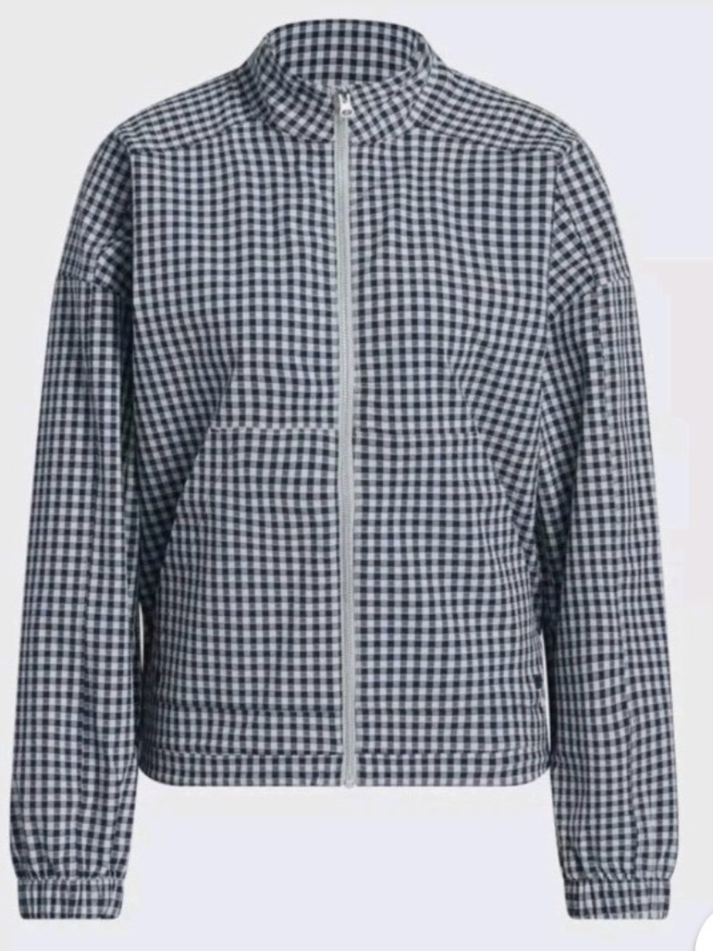 adidas Black & White Gingham Zip-Up Windbreaker Jacket